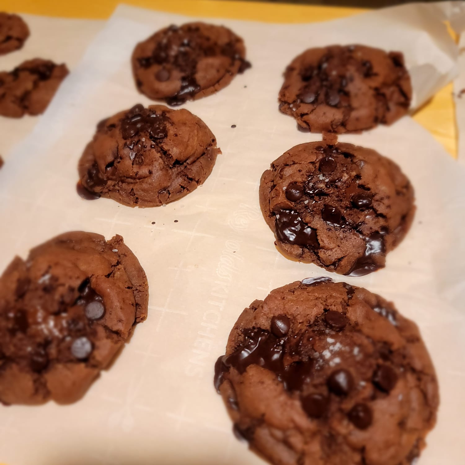 Closeup of double chocolate cookies